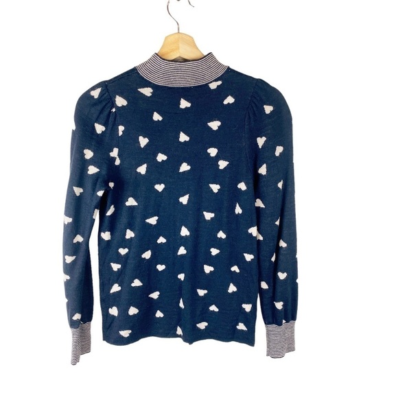 Rebecca Taylor Alpaca Blend Novelty Scattered Heart Jacquard Sweater Navy Small - Picture 4 of 8